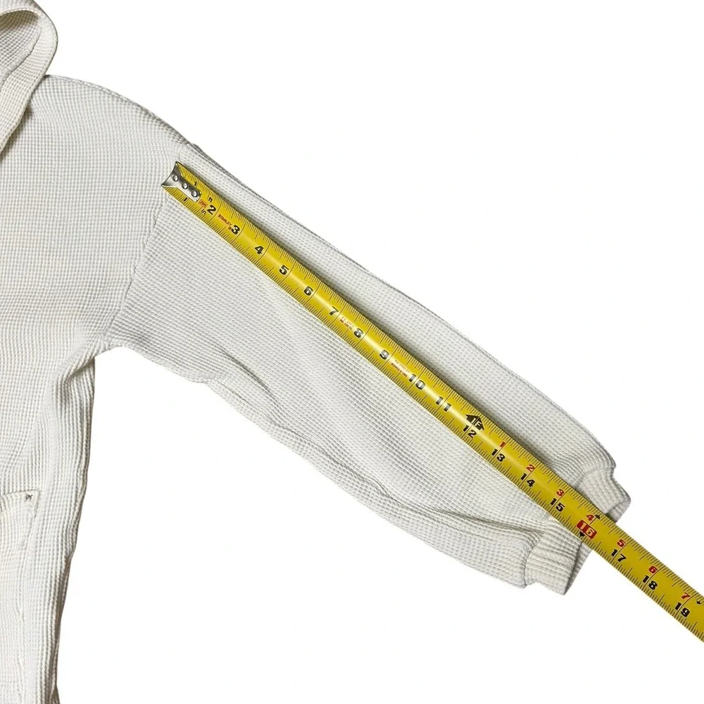 The Good Alma Womens Organic Cotton Waffle Knit Hooded Cardigan‎ Button-Front L
